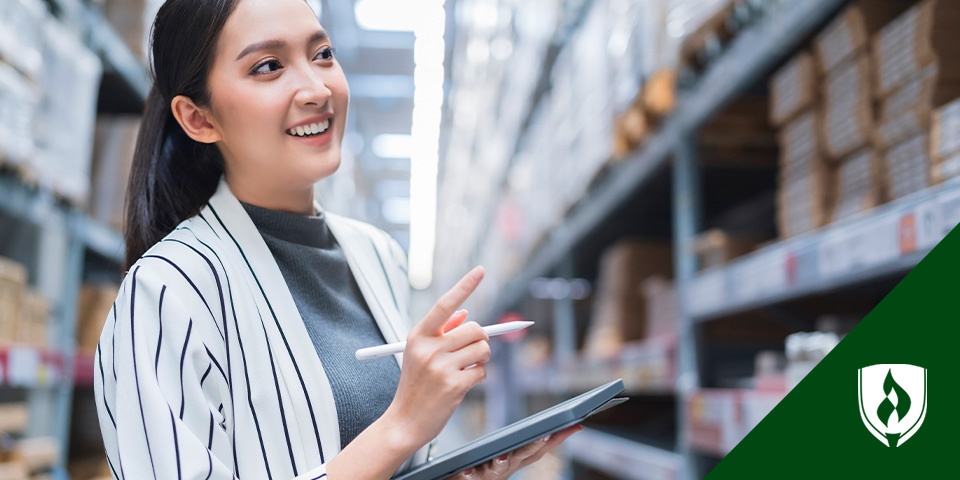 photo of a buyer looking at boxes representing how to become a buyer