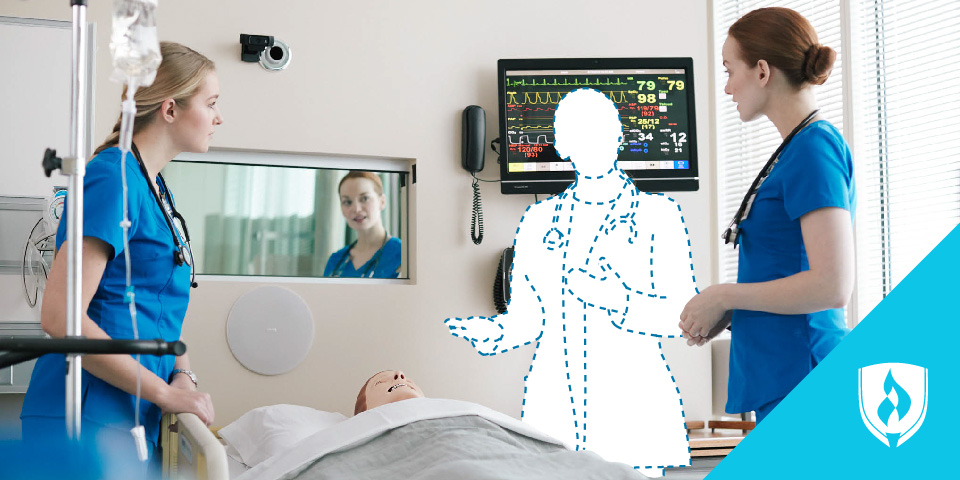 nursing students looking at silhouette of a nursing instructor