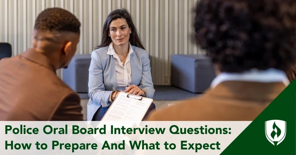A prospective police officer sits for the Oral Board interview