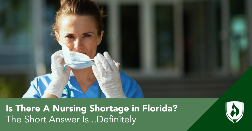 A nurse in Florida puts a face mask on while wearing gloves