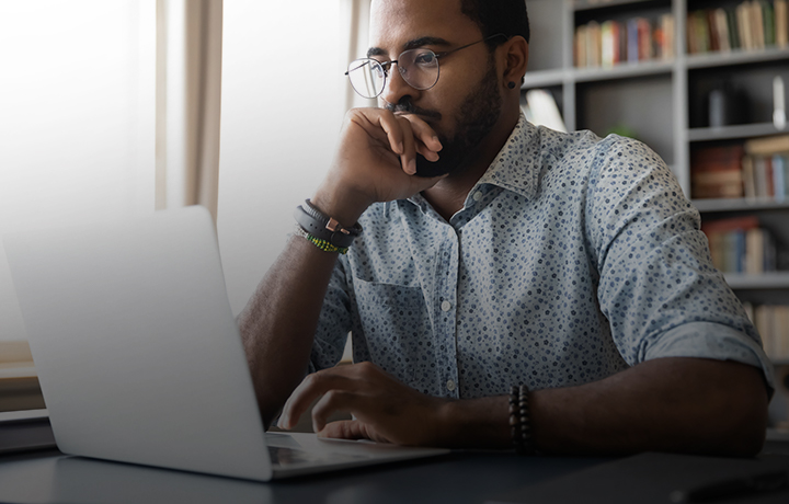 Male working on laptop