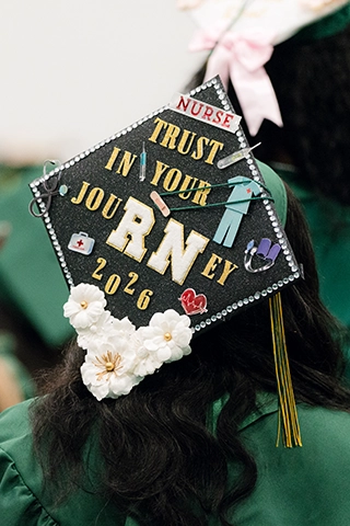 Photo of a nursing decorated graduation cap
